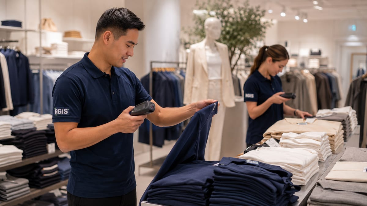 The RGIS team at work counting stock in a store