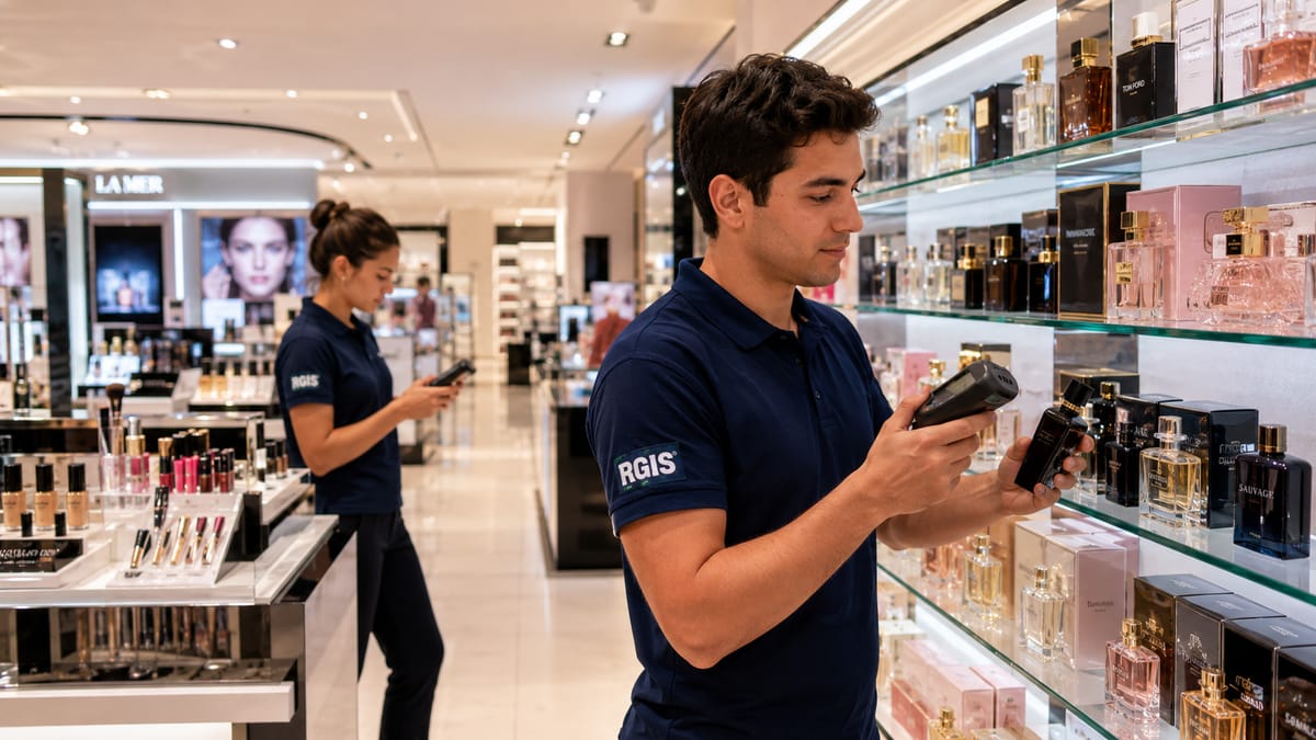 The RGIS team at work counting stock in a store